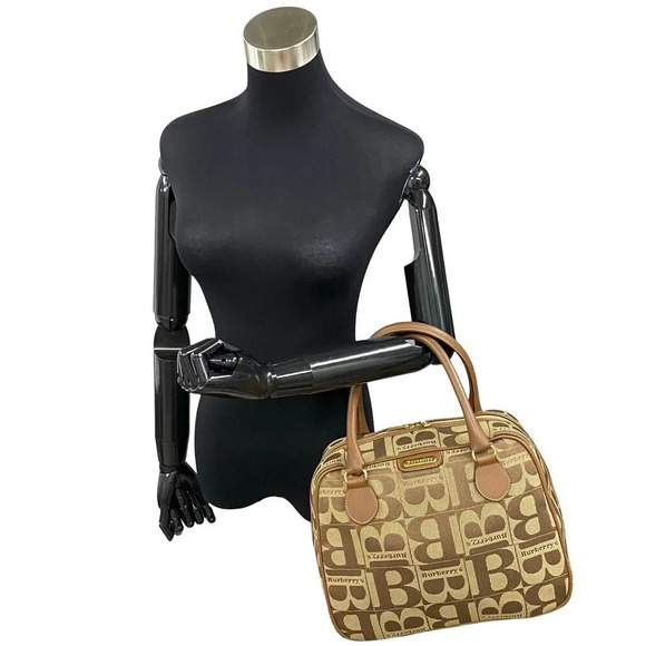 Burberry Mini Boston Bag Canvas Handbag 71695 in Excellent condition - Picture 3 of 9